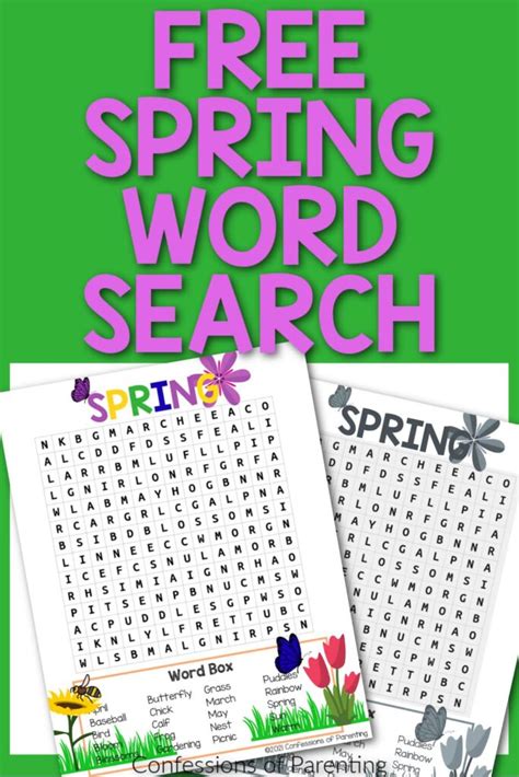 Free Spring Word Search Your Kids Will Love
