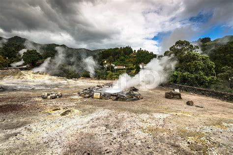 Hot Spring Waters In Furnas Sao Miguel Azores Portugal Stock Image Colourbox