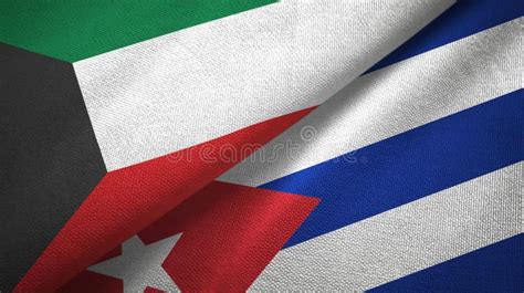 Kuwait And Cuba Two Flags Textile Cloth Fabric Texture Stock Illustration Illustration Of