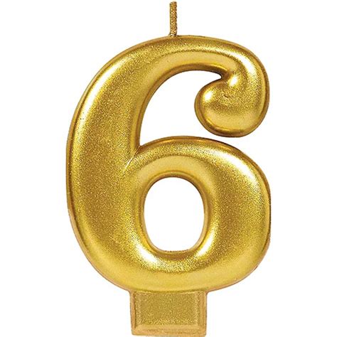 Gold Number 6 Candle Country Kitchen Sweetart