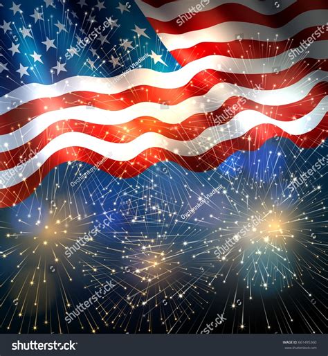 Patriotic Background American Flag Fireworks Background เวกเตอร์สต็อก