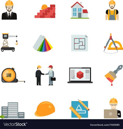 Architect Icons Set Royalty Free Vector Image Vectorstock