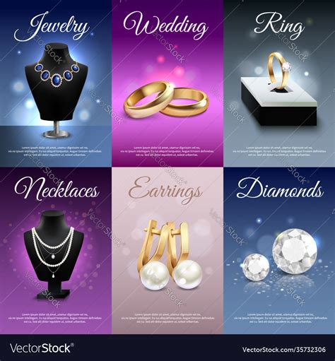 Jewelry Realistic Banners Royalty Free Vector Image