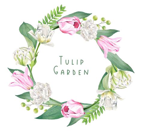 Premium Vector Floral Wreath Composed Of Tulips And Leaves
