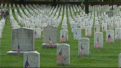 Us Flags Placed On Arlington National Cemetery Headstones In Honor Of