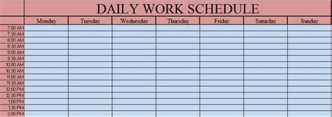 Download Daily Work Schedule Excel Template Exceldatapro
