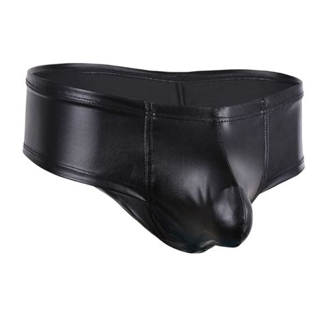 Sexy Mens Lingerie Faux Leather Short Boxer Briefs Bikini Boy Shorts