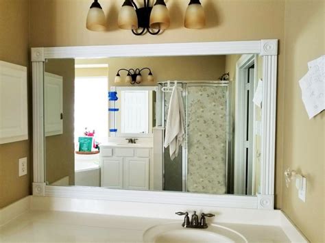 How To Diy Frame Your Builder Grade Mirror Bathroom Mirrors Diy Bathroom Mirror Frame Framed