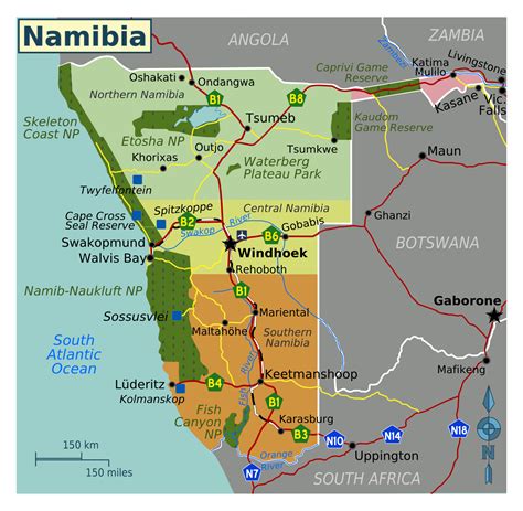 Large Regions Map Of Namibia Namibia Africa Mapsland Maps Of