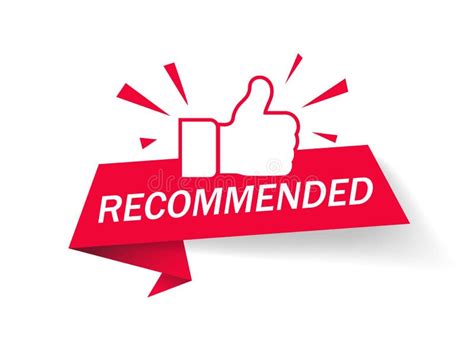 Recommended Icon Red Label Recommended With Thumb Up Banner Ribbon