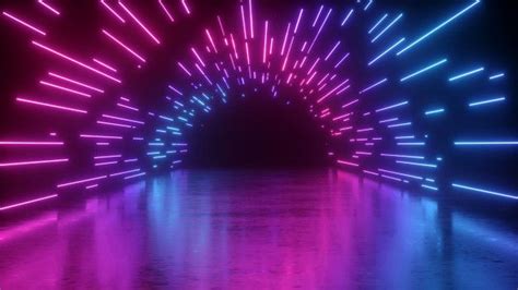 3d Render Of Abstract Neon Tunnel Neon Backgrounds Neon Black