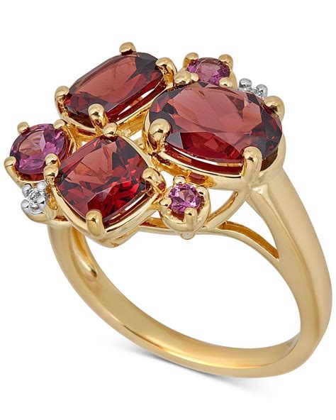 Macys Multi Gemstone Cluster Ring 4 58 Ct Tw Ring In 14k Gold