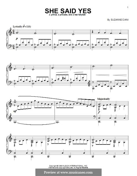 She Said Yes By S Ciani Sheet Music On Musicaneo