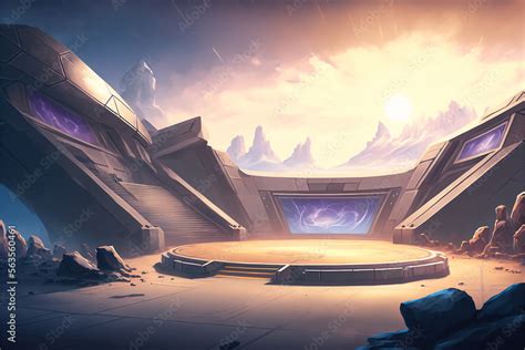 Futuristic Arena Background Illustration For Game Design Abstract