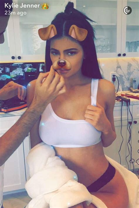 kylie jenner shimmies down to undies on snapchat
