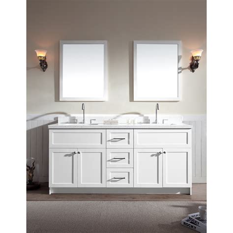52 bathroom lavatory double sink vanity cabinet baltic brown granite top 180bb. Ariel Hamlet 73" Double Sink Vanity Set with White Quartz ...