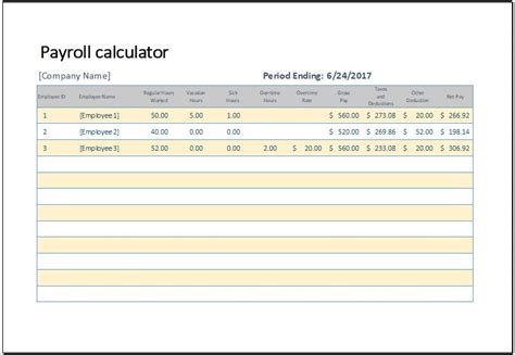 Microsoft Office Payroll Calculator Template Excel Templates Riset