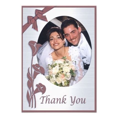 Mauve Pink Calla Lilies Thank You Card With Photo Pink Calla Lilies