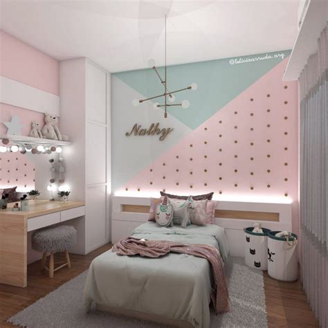 Quarto de Menina com pintura geométrica Decoraciones de dormitorio