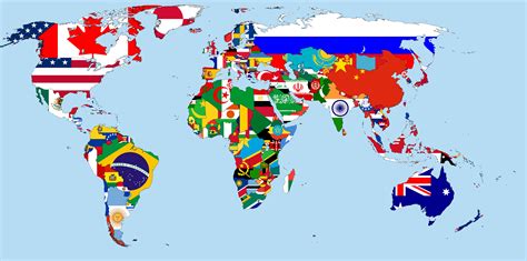 Map Of Countries And Their Flags World Map With Countries Flags Of