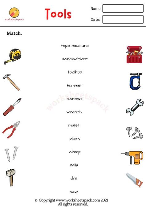 Tools Vocabulary Worksheets Pdf Printable And Online Worksheets Pack