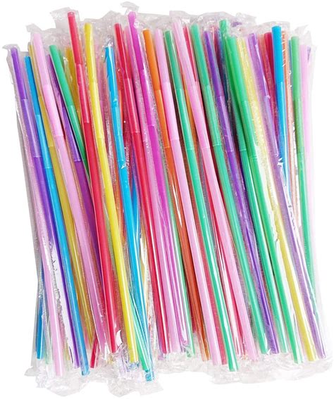Chainplus 200pcs 103 Inches Disposable Color Drinking Straws Plastic