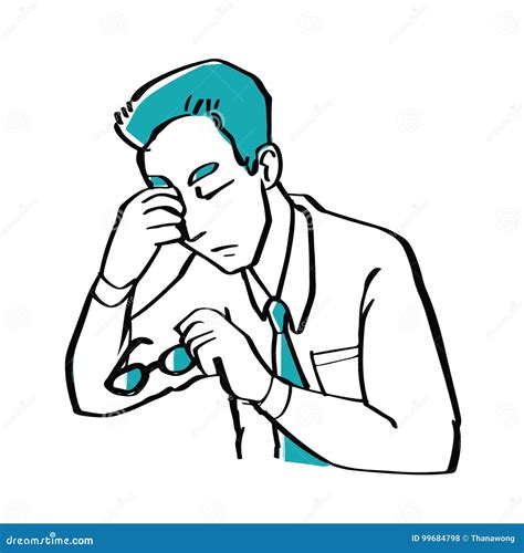 Hand Drawn Doodle Style A Businessman Is Worried Illustration Stock