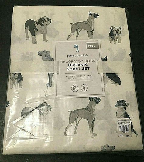 New Pottery Barn Kids Decorator Dogs Organic Full Sheet Set Nla Pbk
