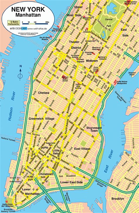 Manhattan Stadtplan New York Karte Map