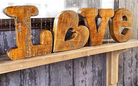 Large Rustic Love Letters Solid Wood Etsy