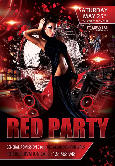 Free Red Party Flyer Psd Template Club Dance
