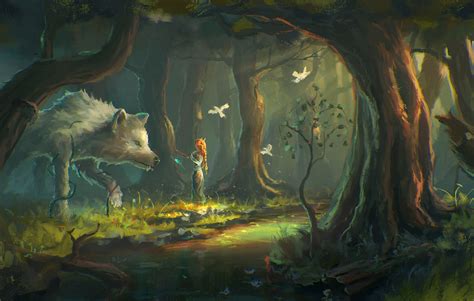 Fantasy Art Wolf Forest Wallpapers Hd Desktop And