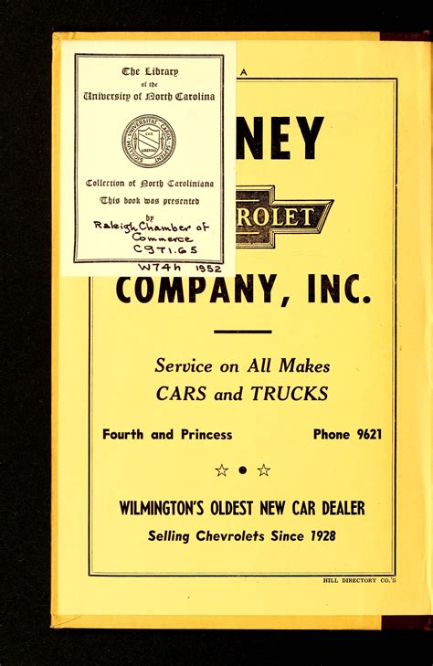 Hill's Wilmington (New Hanover County, N.C.) City Directory [1952]