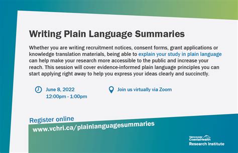 Writing Plain Language Summaries Vch Research Institute