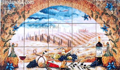 Italian Tuscan Kitchen Tile Mural Back Splash Tuscany Landscape And