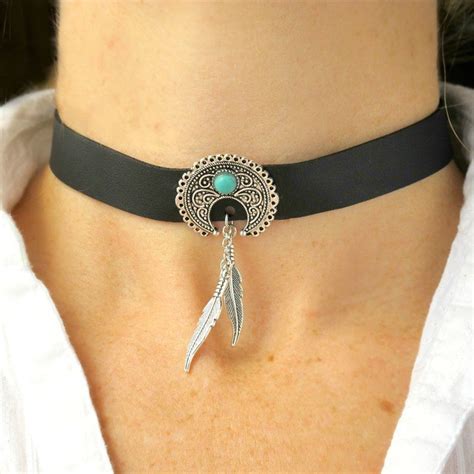 Leather Chokers For Women Leather Choker Necklace Boho Jewelry Etsy