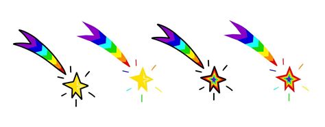 Shooting Rainbow Stars Icon Rainbow Comet Tail Or Star Trail