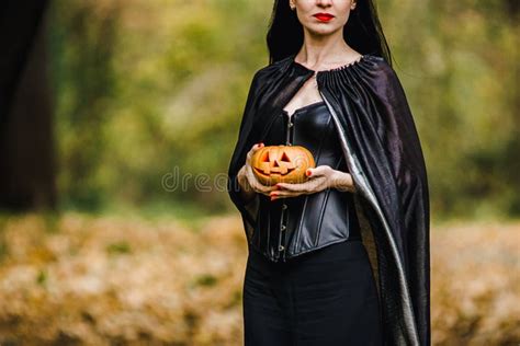 Young Witch In The Autumn Forest Stock Image Image Of Nature Demon