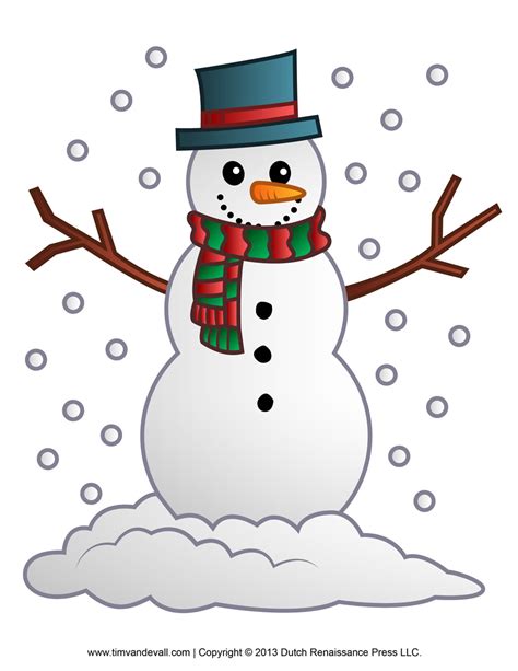Printable Snowman Clipart Template And Coloring Pages For Kids