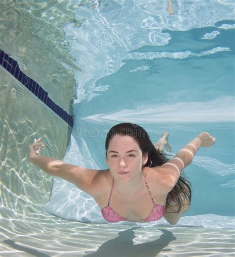 Woman Wearing A Bikini Swimsuit Holding Her Breathe Underwater Stock Image Image Of Breathe