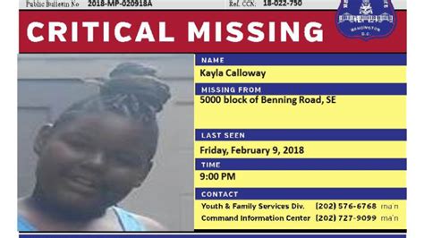 dc police ask for public s help finding missing 13 year old girl kayla calloway lipstick alley