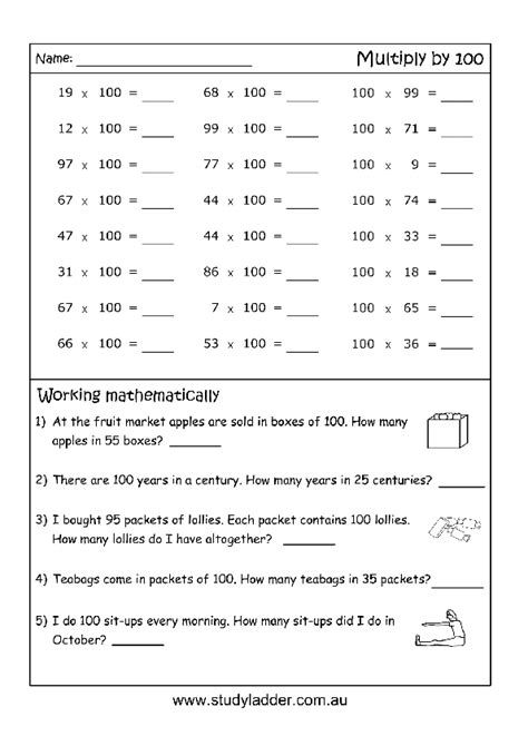 Multiply Numbers By 10 100 And 1000 Worksheet