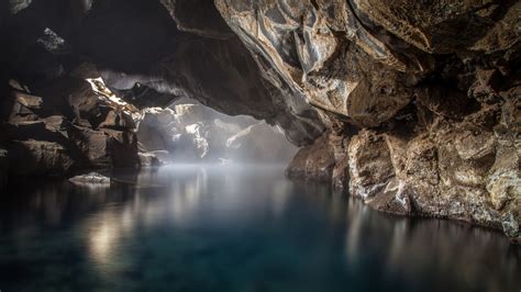 Cave On Steamy Lake Hd Wallpaper Background Image 1920x1080 Id