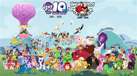 Happy 10th Anniversary To Angry Birds And Mlp Fim By Brunomilan13 On