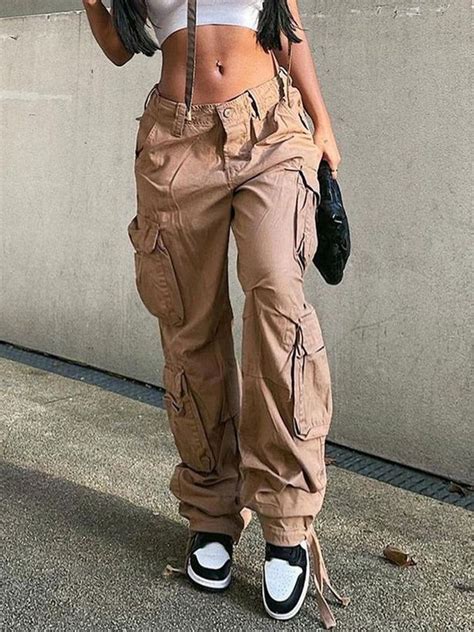 Fufucaillm Vintage Cargo Pants Baggy Jeans Women Fashion S Streetwear Pockets Wide Leg High