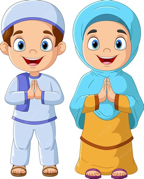 Muslim Kids Cartoon Vector Royalty Free Svg Cliparts Vectors Clip
