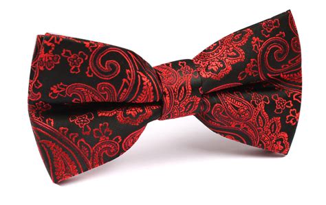 Paisley Red And Black Bow Tie Otaa