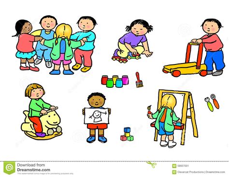Playgroup Preschool Nursery Daycare Activities Stock Illustration