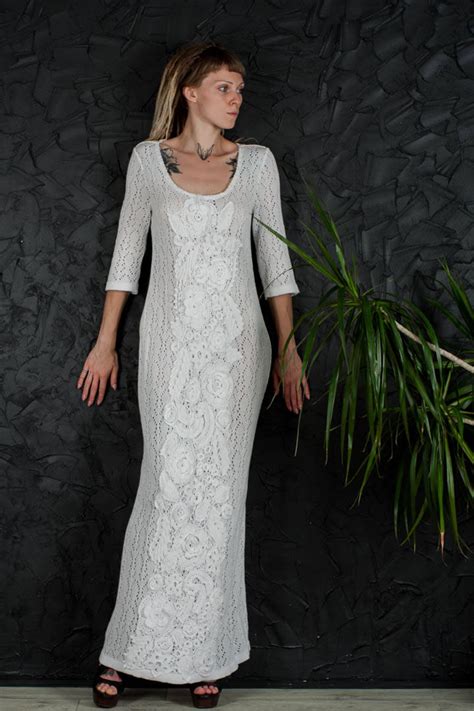 Wedding Dress Crochet Maxi Dress Party White Irish Lace Dress Etsy
