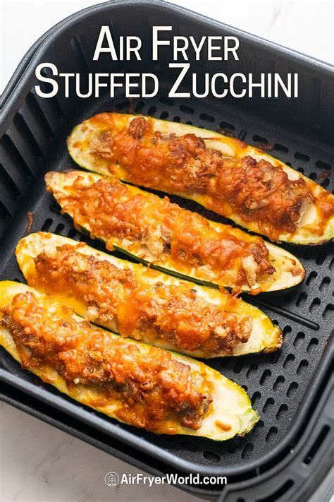 Air Fryer Stuffed Zucchini Boats Recipe With Sausage Air Fryer World